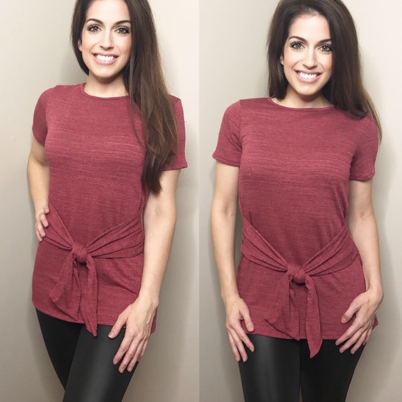 ValMarie Tops - Marsala soft tie waist top